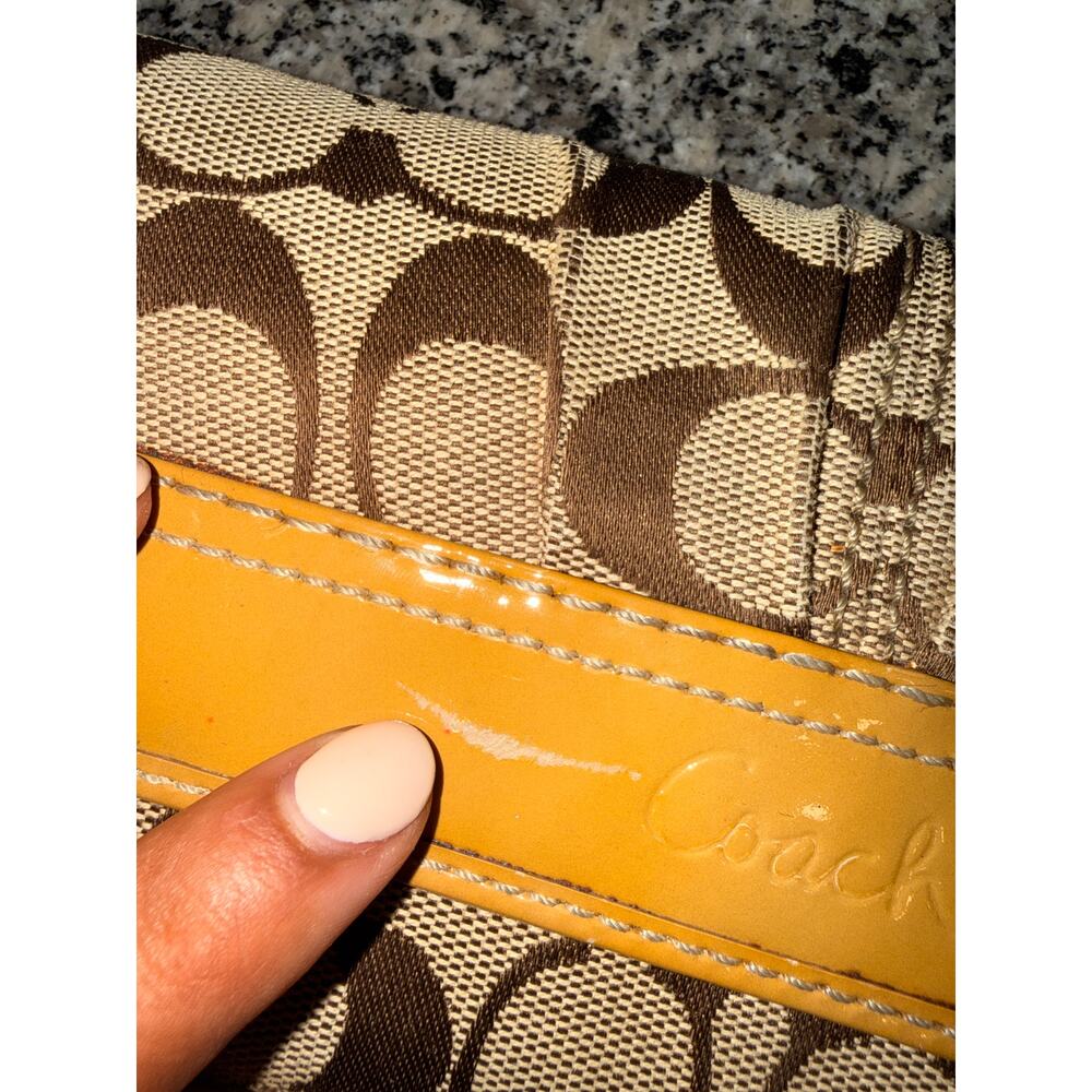 Coach Signature Canvas Long Wallet with Yellow Stripe - Picture 5 of 9